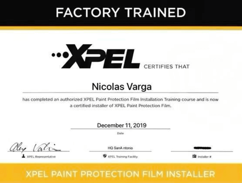 XPEL Factory Trained Certification